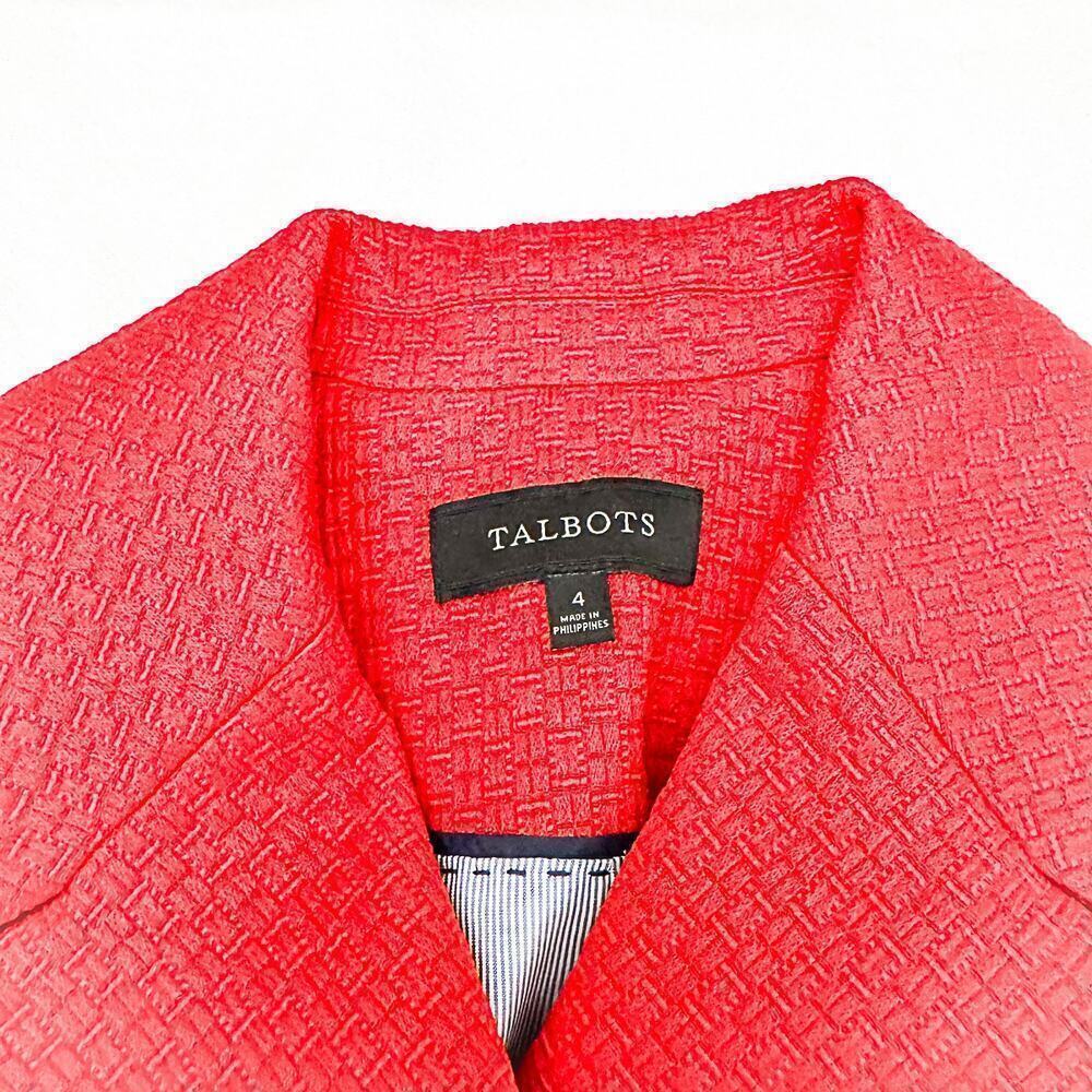 Talbots Woven Red Embroidered Structured Jacket 2-Button Size 4 - Picture 3 of 6
